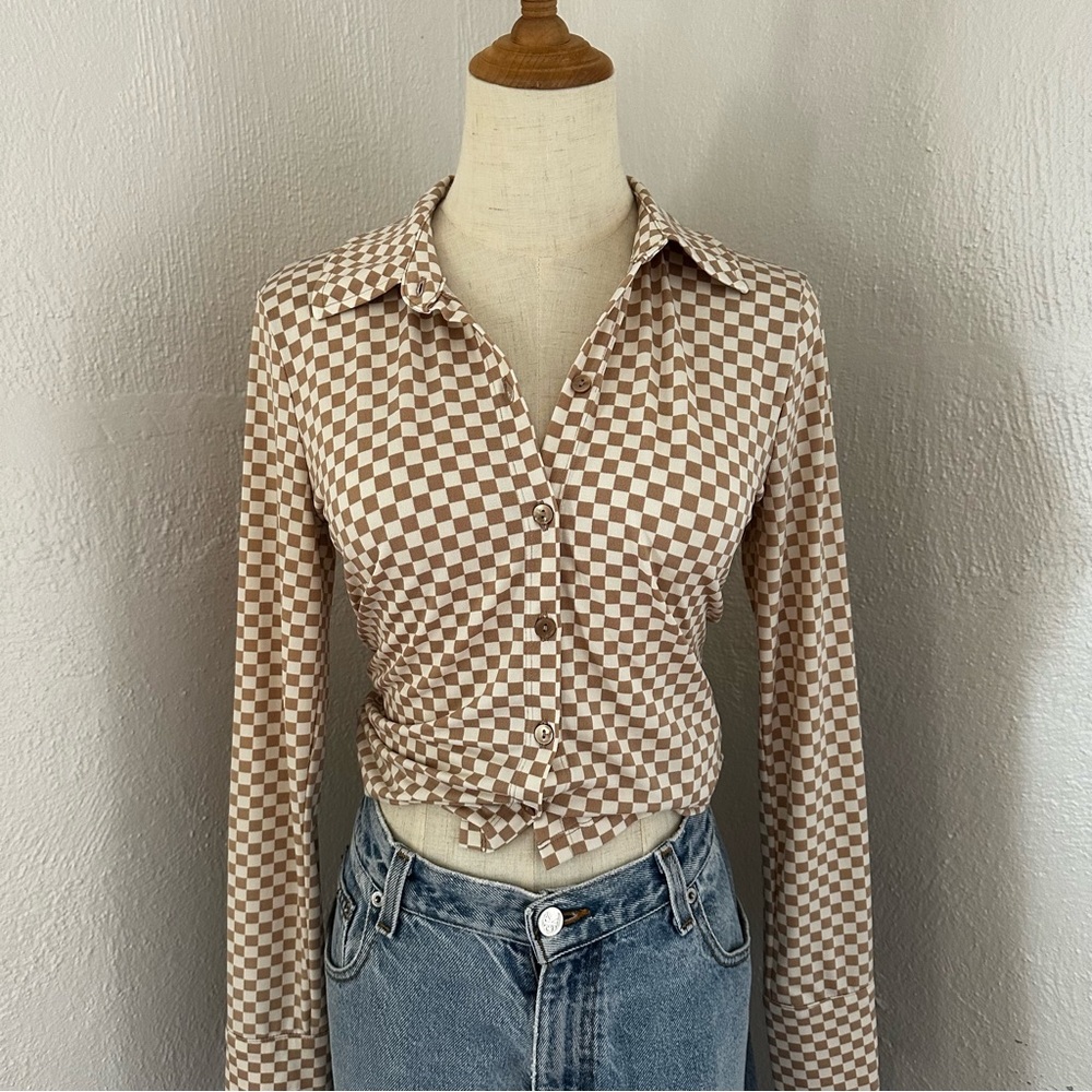 Abercrombie Checkered Brown Women's crop Top